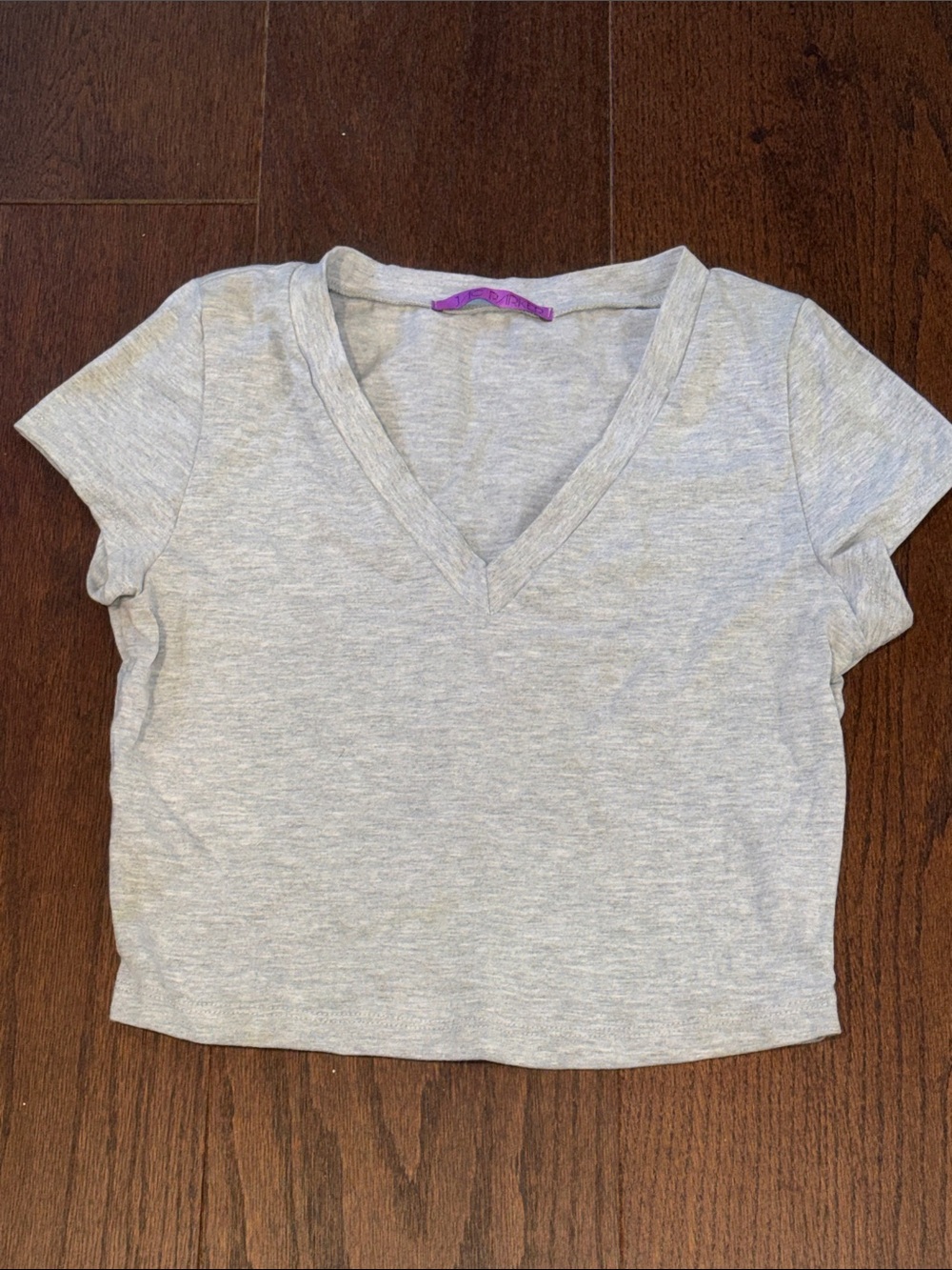 Jac Parker Women's V-Neck Short Sleeve Tee Light Gray Size Medium